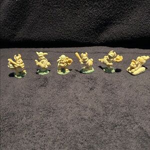 Tiny Easter Bunny Baseball Players. Set of six in original packaging.